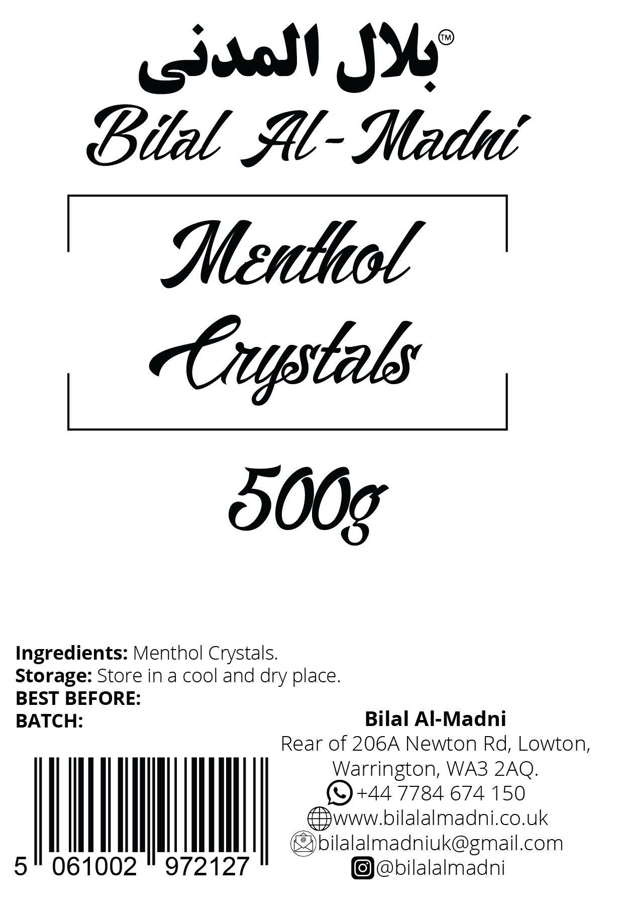 menthol crystal pouch 500g