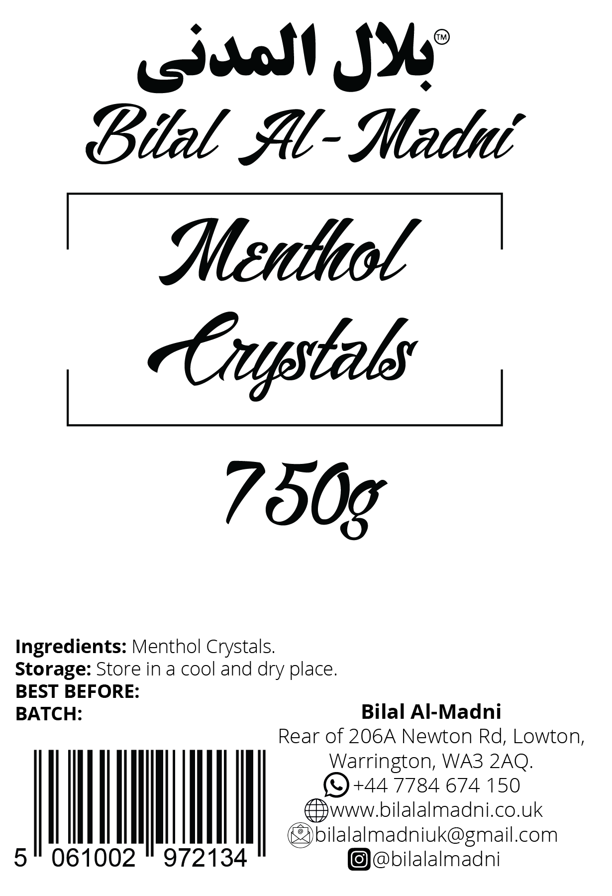 menthol crystal pouch 750g