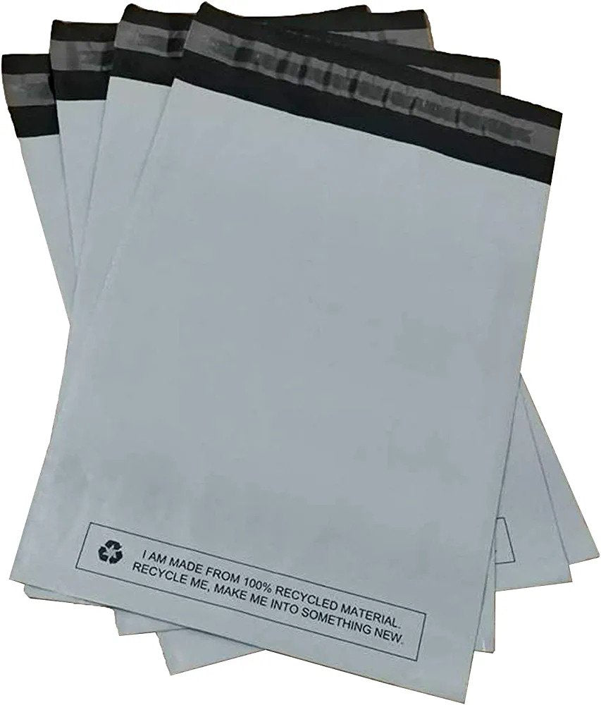 100 x Self Seal OPP Poly Bags with Suffocation Warning - Grey