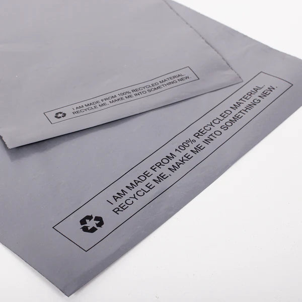100 x Self Seal OPP Poly Bags with Suffocation Warning - Grey