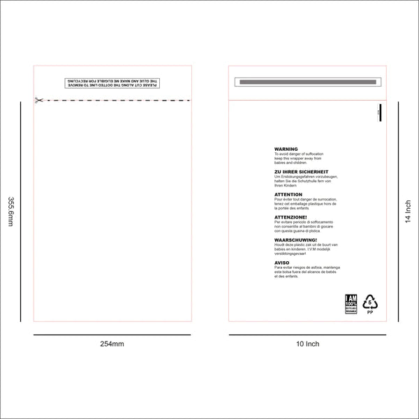 100 x Self Seal OPP Poly Bags with Suffocation Warning - Clear
