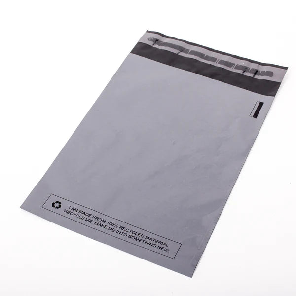 100 x Self Seal OPP Poly Bags with Suffocation Warning - Grey
