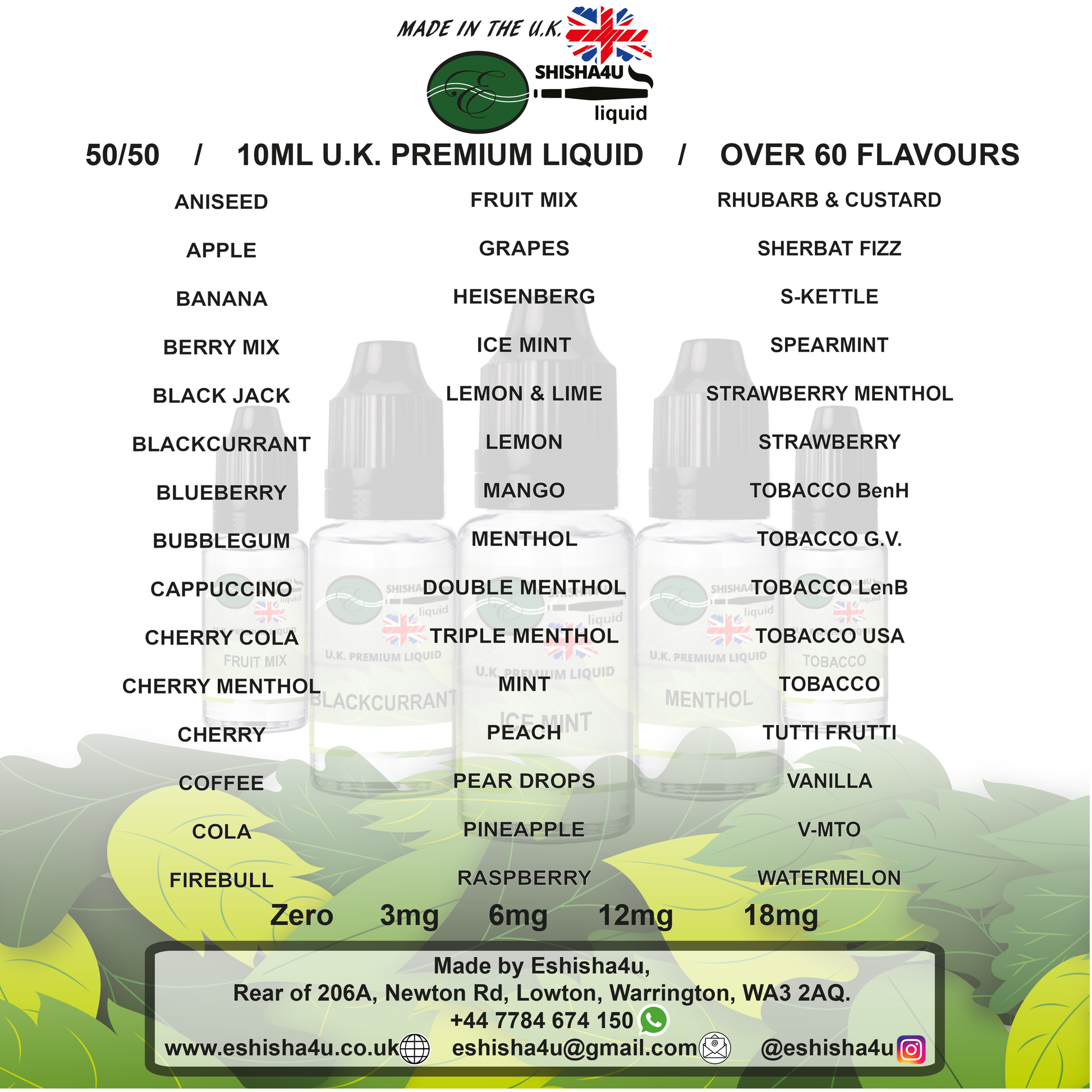 10ml flavour list 5050