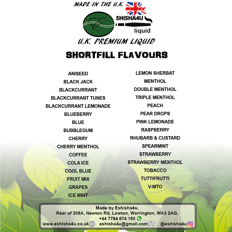 Eshisha4u UK Manufactured E-Liquid | 70/30 No Nicotine | 80ml | Tutti Frutti