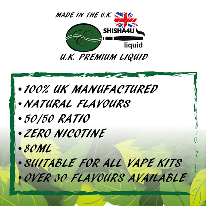 Eshisha4u UK Manufactured E-Liquid | 50/50 No Nicotine | 80ml |  Cola Ice